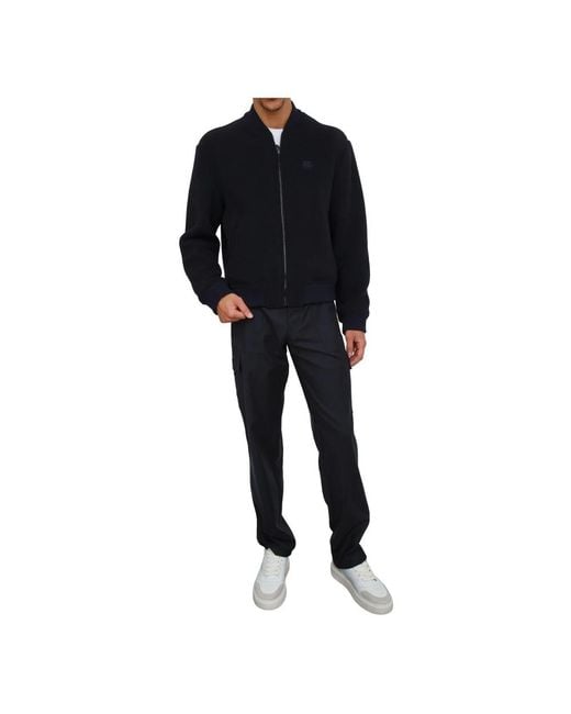 Etro Jassen ,Blauw ,Wol Bomberjack Van Wolmix Met Pegaso-Borduursel in het Black voor heren