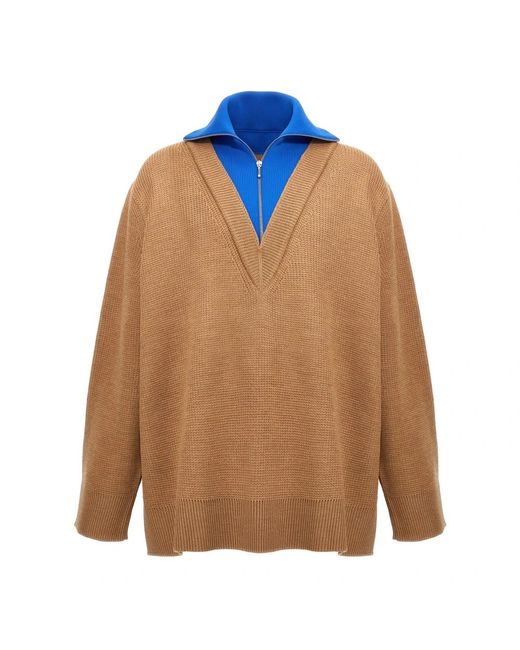 Jil Sander Half Zip Sweater in het Brown voor heren