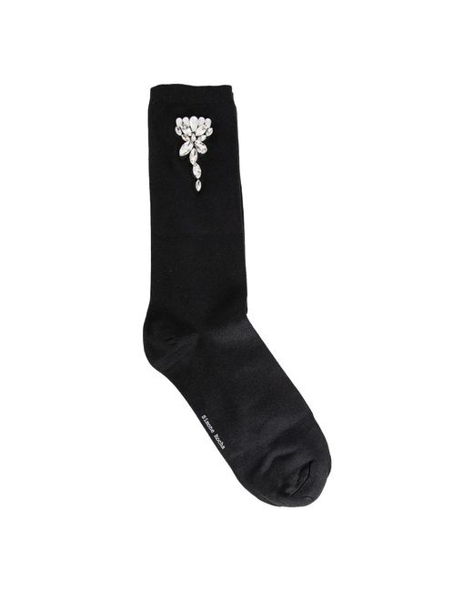 Simone Rocha Black Socken Mit Kristallblumenverzierung
