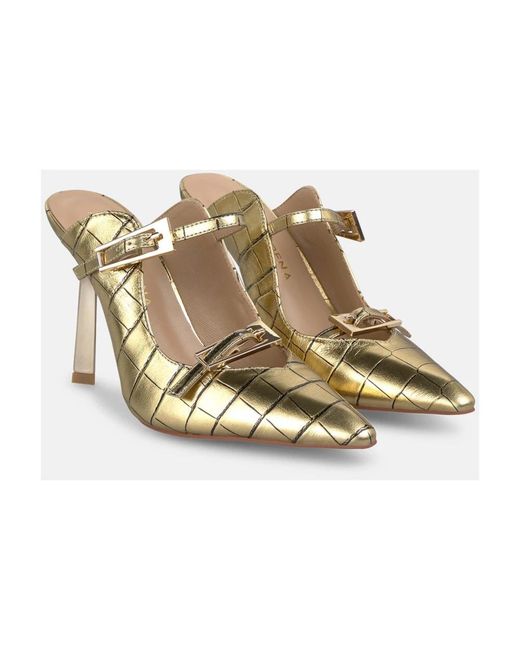 Alma En Pena. Metallic Heeled Mules
