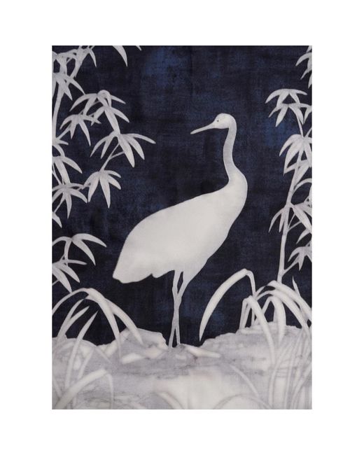 Kiton Blue Seidenschal mit heron-print