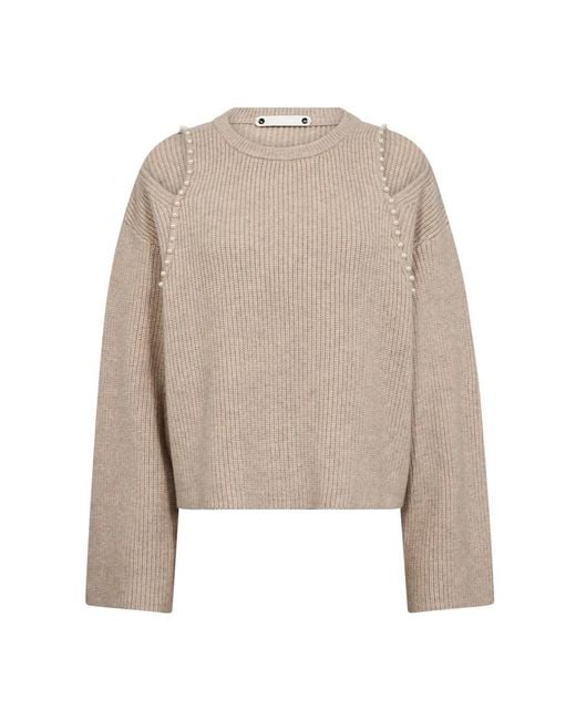 co'couture Natural Rib Pearl Knit Pullover Bone