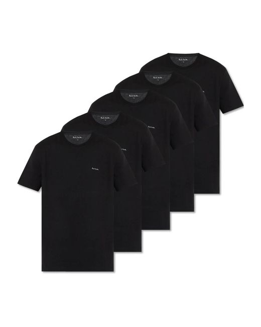 Paul Smith Tops ,Zwart ,Katoen Logo Pack Van 5 T-Shirts in het Black voor heren