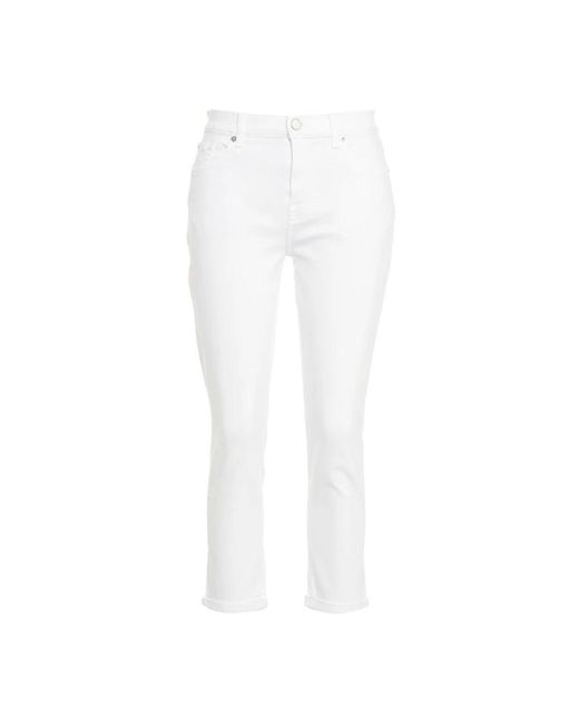 7 For All Mankind White Cropped Trousers