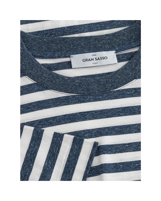 Gran Sasso Blau gestreiftes melange t-shirt in Blue für Herren
