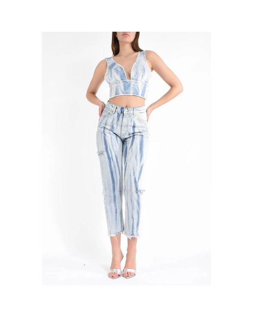 A PAPER KID Blue Denim Top Mit Wascheffekt