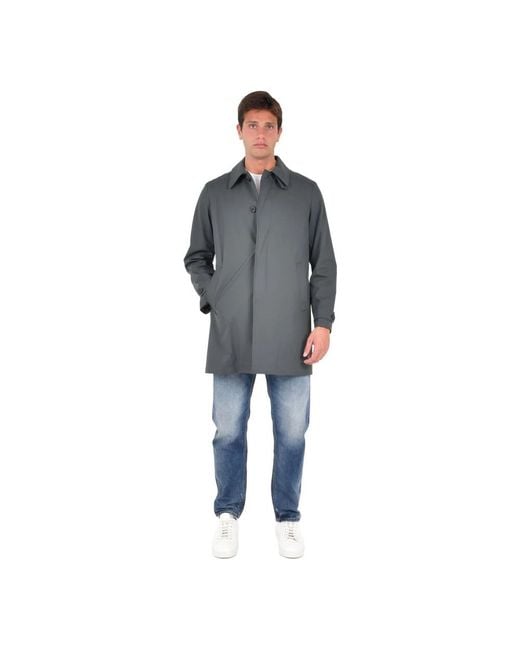 Drumohr Jassen ,Groen ,Leer Concealed Front Button Placket Parka in het Gray voor heren
