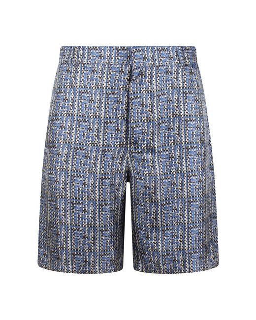 Fendi Seidenweb-effekt-shorts in Blue für Herren