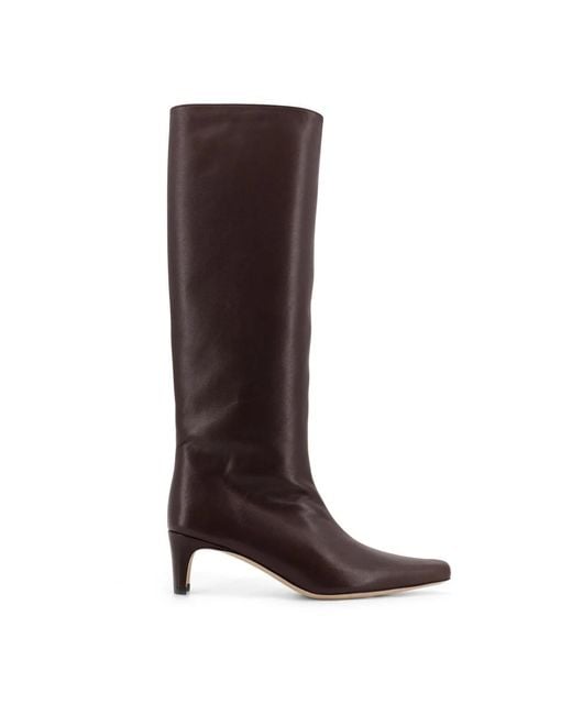 Staud Brown Braune Lederstiefel Mit Spitzer Kappe