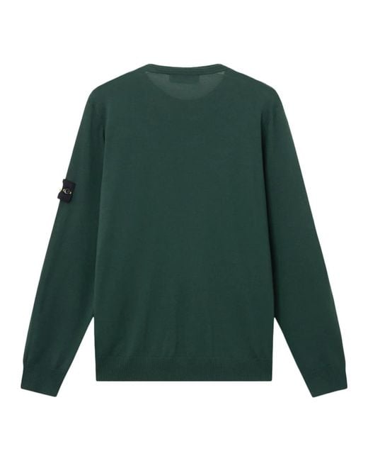 Stone Island Green Round-Neck Knitwear for men