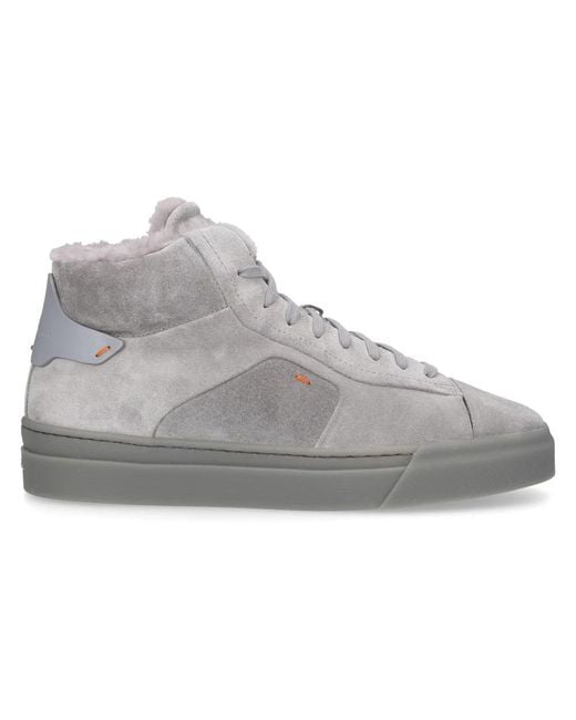Santoni Gray High-top Sneakers 60943 Suede