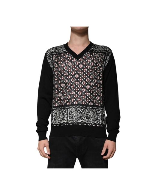 V-Neck Knitwear di Dolce & Gabbana in Black da Uomo