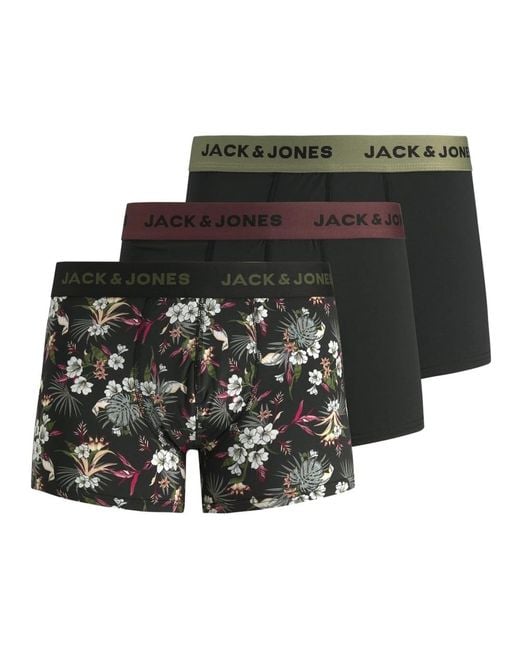 Jack & Jones Tropische trunks 3er pack boxershorts in Green für Herren