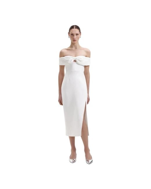 Self-Portrait White Weiße Off-Shoulder-Bogen-Midi-Kleid