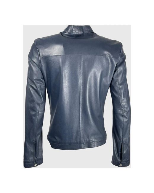 Oakwood Blue Leather Jackets for men