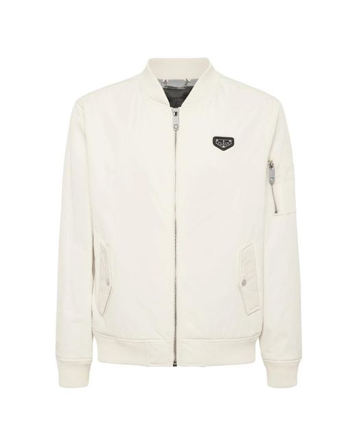 Philipp Plein Jassen ,Nylon Nylon Bomber Jacket in het White voor heren