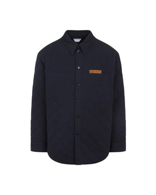 Bottega Veneta Blue Padded Patch-Pocket Cotton-Blend Overshirt for men