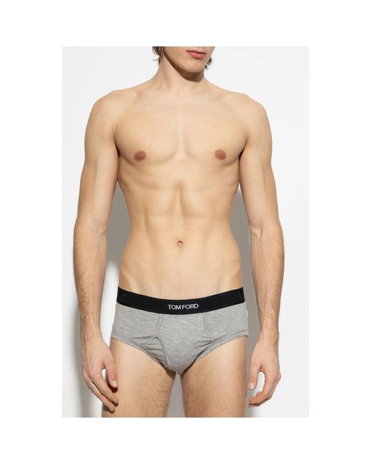 Tom Ford Ondergoed ,Grijs ,Katoen Twee-Pack Briefs Met Logo in het Gray voor heren