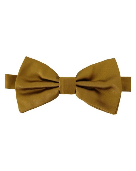 Dolce & Gabbana Accessoires ,Bruin ,Elegante Mosterdgele Zijden Vlinderdas in het Yellow voor heren