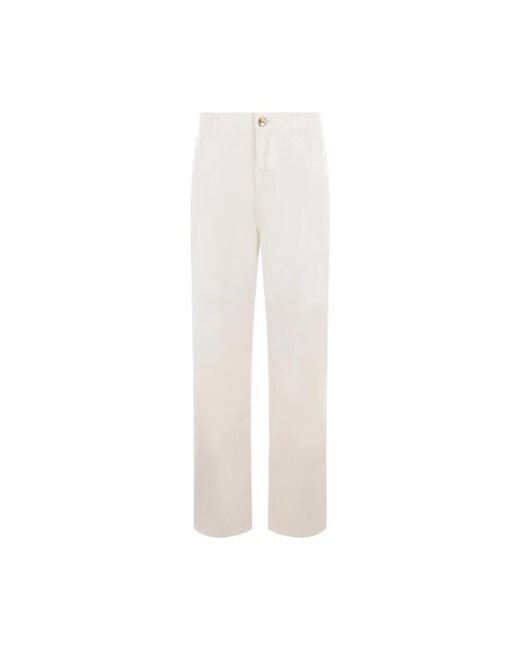 Jeans blancos de pierna ancha con botones pegaso Etro de color White