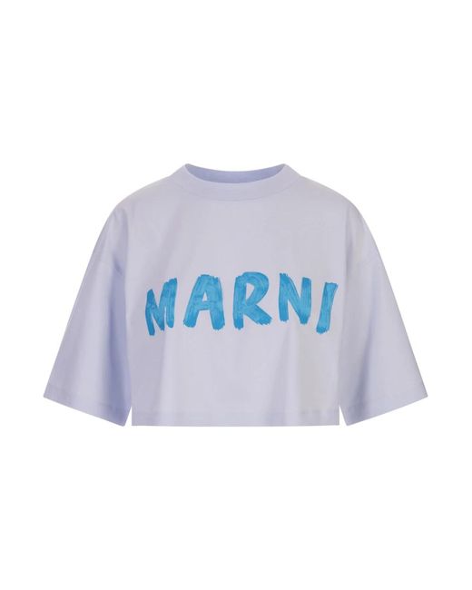 Camiseta crop azul con cuello redondo Marni de color Blue