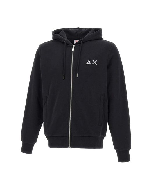Sun 68 Hood Zip Basic Sweatshirt in het Blue voor heren