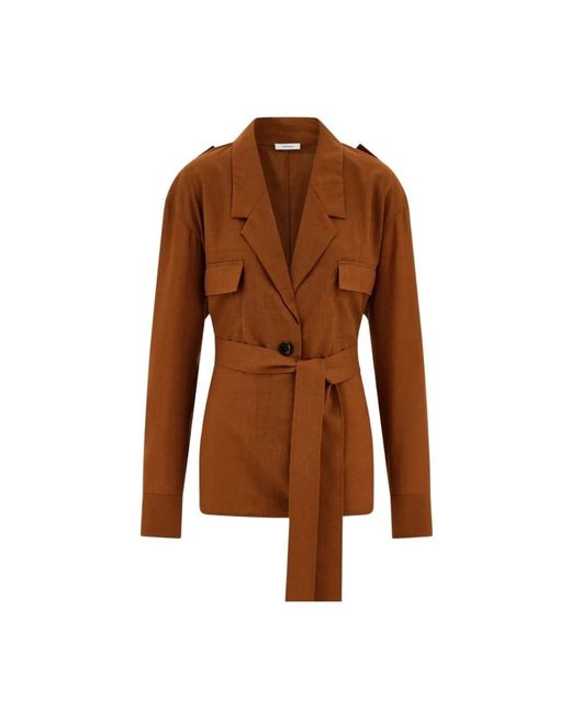 Ferragamo Single Breasted Jacket in het Brown