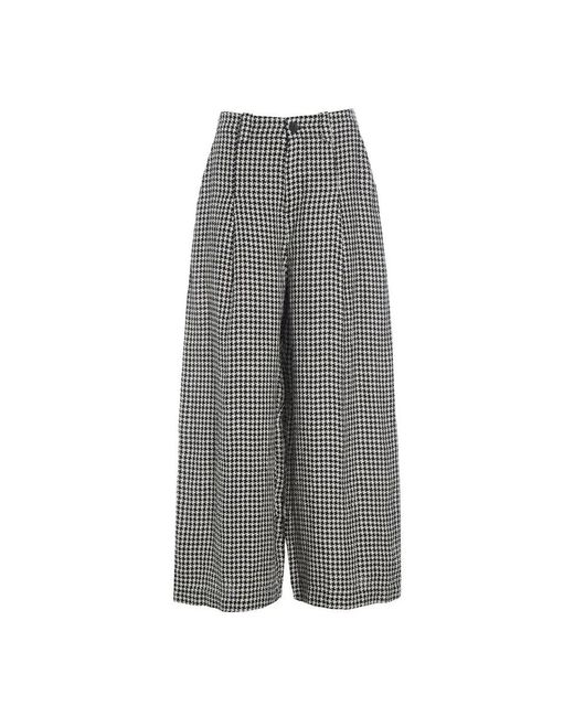 Bitte Kai Rand Pepita Wijde Linnen Broek in het Gray
