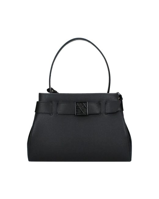 ARMANI EXCHANGE Black Schwarze handtasche mit lackierten details
