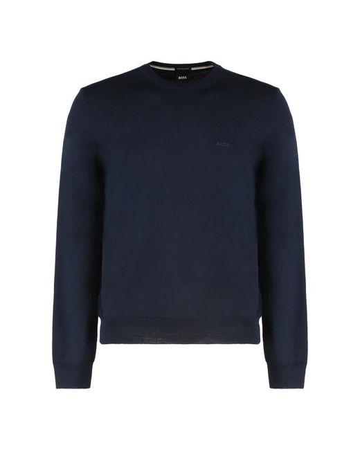 Boss Blue Round-Neck Knitwear for men