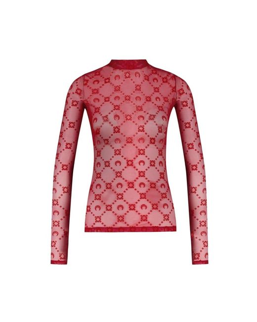 MARINE SERRE Red Long Sleeve Tops