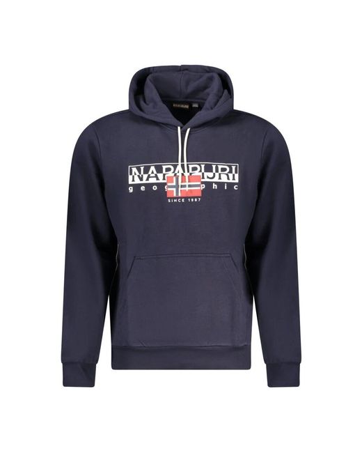 Napapijri Blaue kapuzenpullover mit langen ärmeln und druck in Blue für Herren