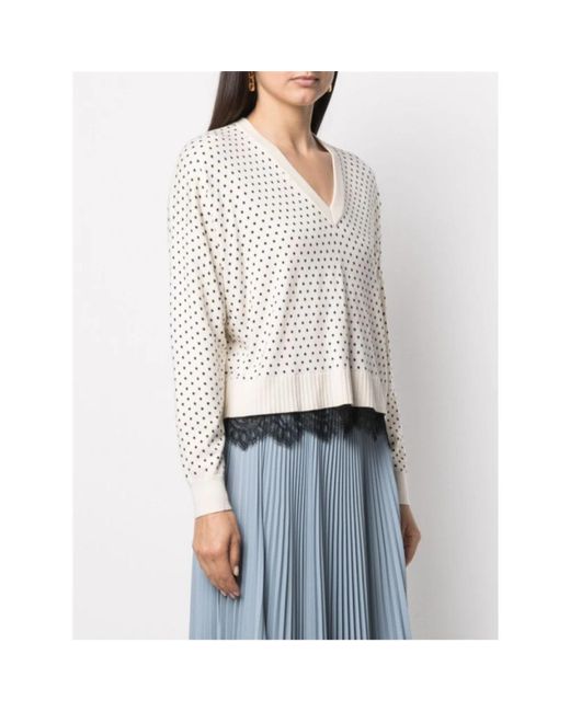 Twinset White V-Neck Knitwear