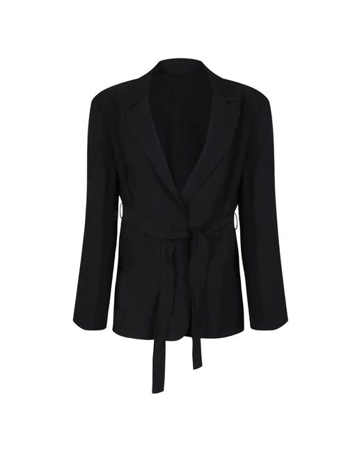 Calvin Klein Black Strukturierter Twill-Gürtelblazer
