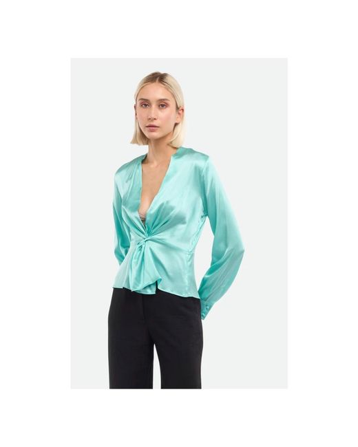 Pinko Overhemden ,Groen ,Blauwe Blouse Met Lange Mouwen En Voorknoop in het Blue
