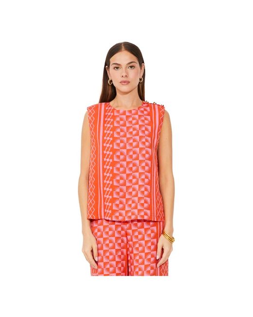Suncoo Red Sleeveless Tops