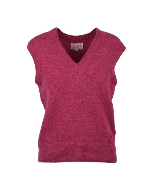 Mc2 Saint Barth Purple V-Neck Knitwear