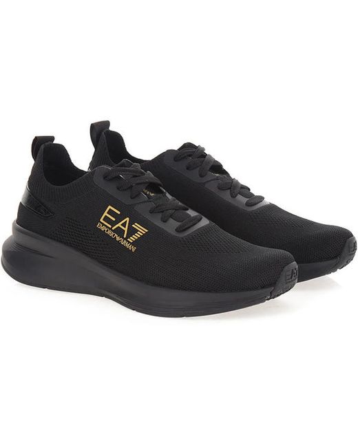 EA7 Schwarze sneakers runde spitze schnürung in Black für Herren