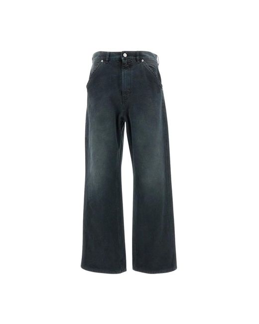Marni Jeans ,Zwart ,Katoen Canvas Broek Met Vlag Patch in het Blue voor heren