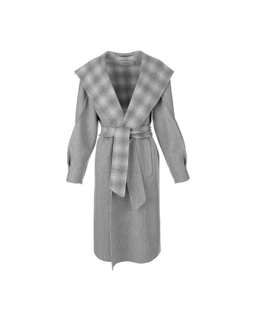 Agnona Gray Belted Coats