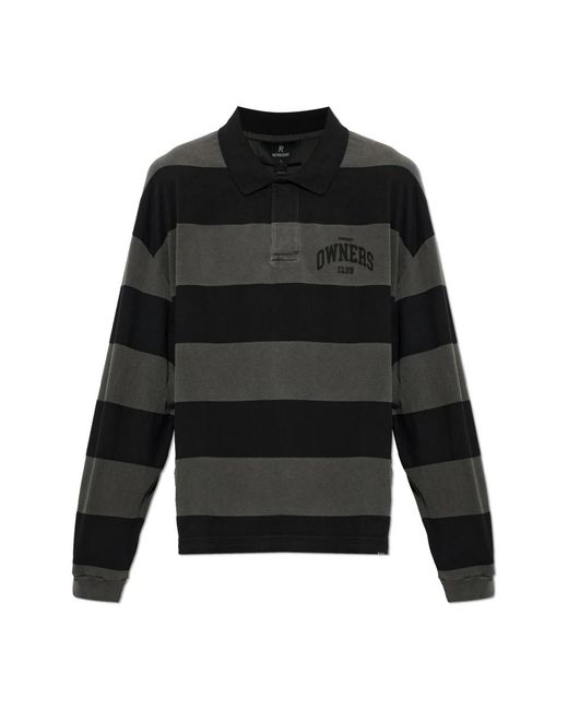 Represent Gestreepte Polo in het Black voor heren
