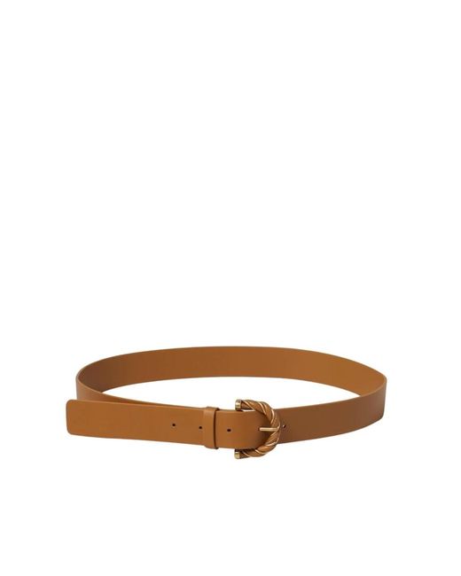 Bottega Veneta Leren Riem Met Gedraaide Gesp in het Brown