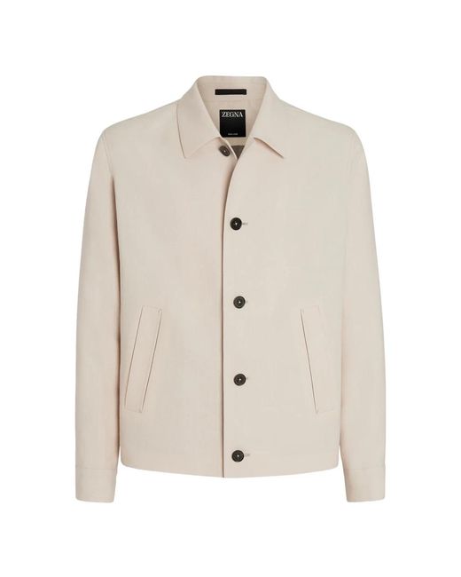 Zegna Linnen Jas Met Knoopsluiting En Zakken in het Natural voor heren