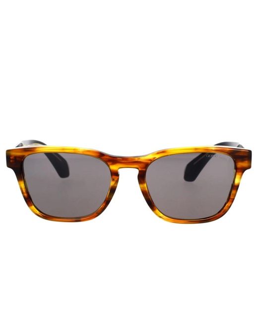 Giorgio Armani Brown Mutige rechteckige sonnenbrille mit schwarzen bügeln und goldener metallstruktur