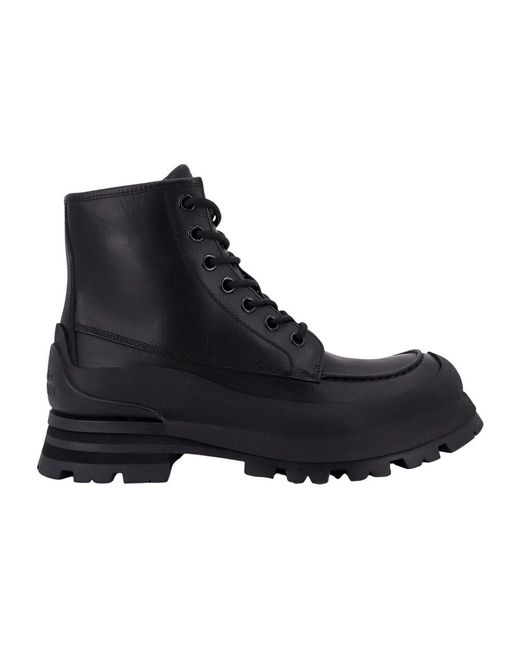 Alexander McQueen Schwarze leder schnürstiefel in Black für Herren