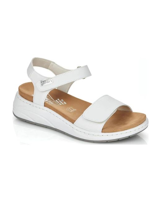 Rieker White Flat Sandals