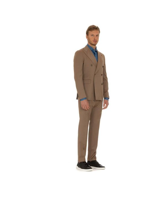 Tagliatore Brown Double Breasted Suits for men