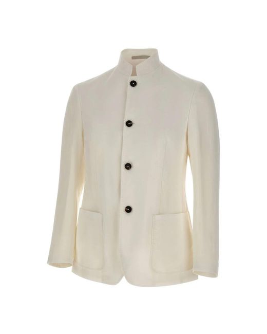 Eleventy Jassen ,Wit ,Linnen Linnenmix Blazer in het White voor heren