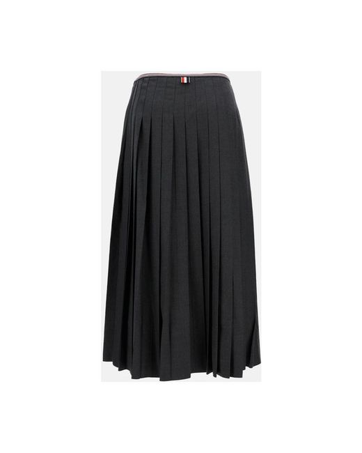 Thom Browne Rokken ,Grijs ,Wol Super 120's Twill Plooirok in het Black