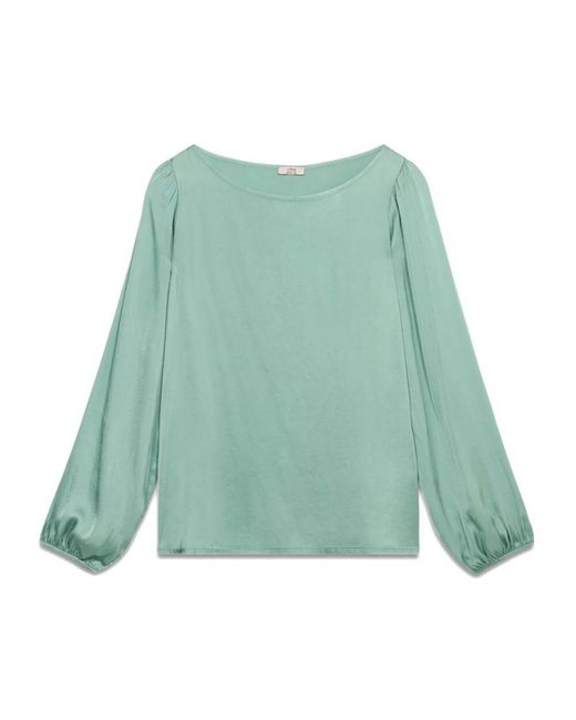 Oltre Green Langarm-bluse aus viskose-satin